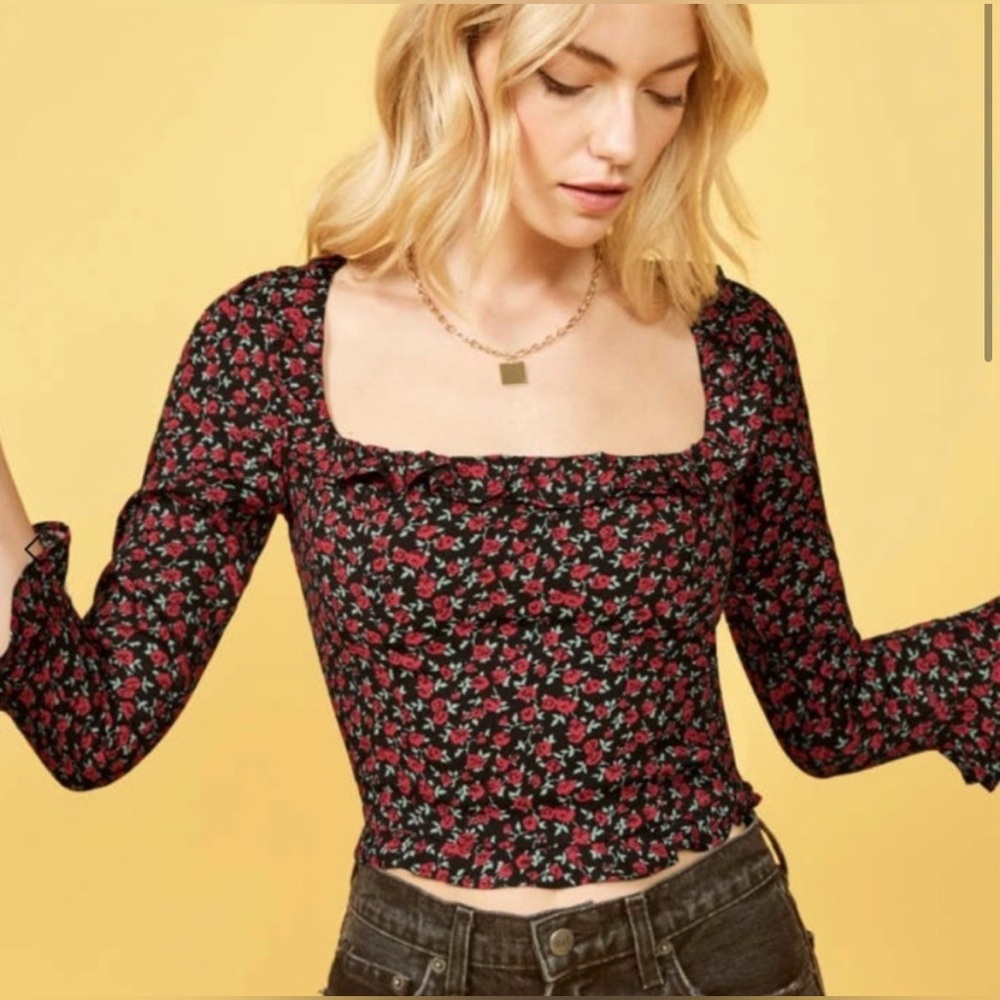 Reformation Barb Top in Mable Size 2 Floral Cropped Cottagecore Dark Academia - Picture 14 of 14